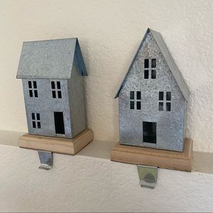 Set of two metal house stocking holders